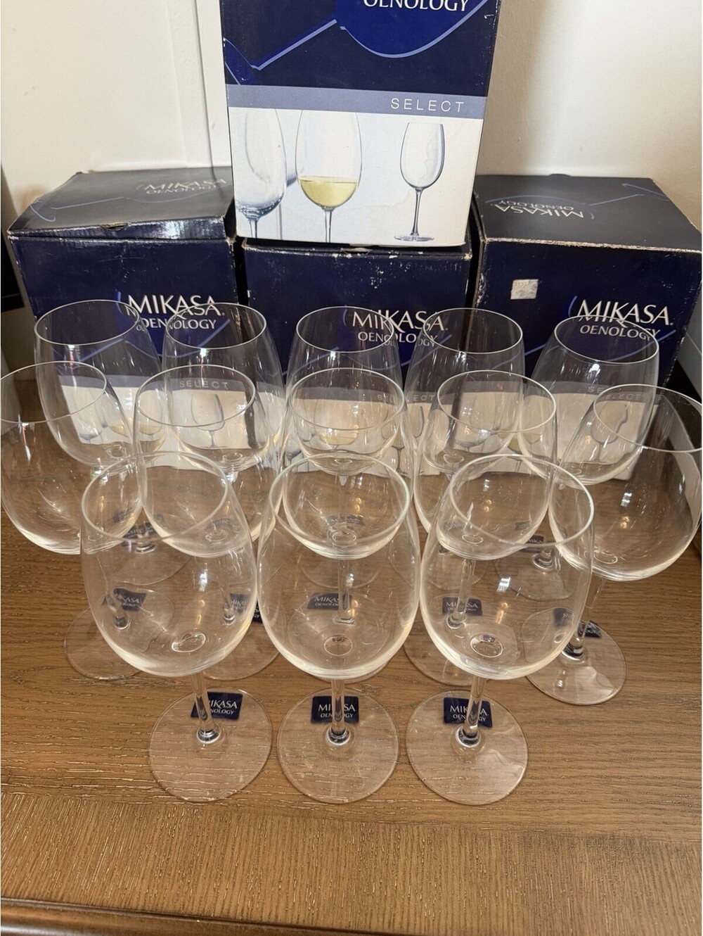Mikasa Oenology Select Wine Glasses Set of 13 w/ Original Boxes Kwarx Crystal